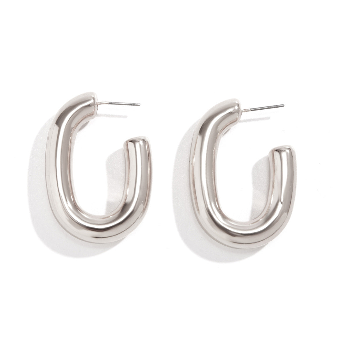 Pendientes de aro geométricos minimalistas para mujer con anillos de resina gruesos de estilo metálico y postes de acero inoxidable galvanizado