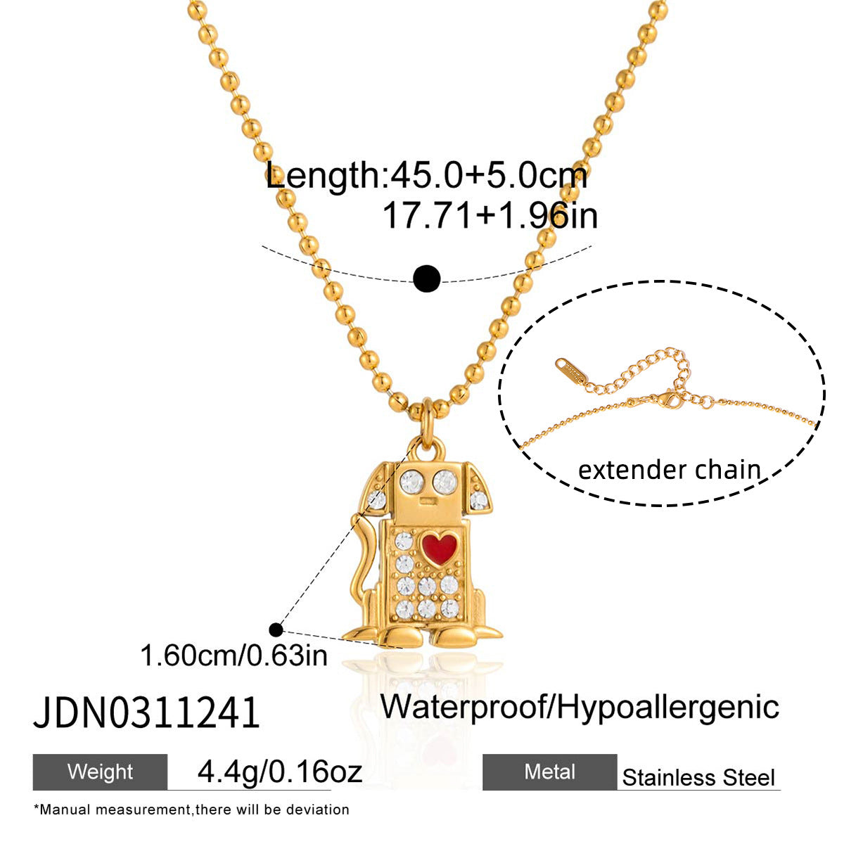 Collar colgante de gato geométrico minimalista de acero inoxidable 316L con baño de oro PVD para mujer