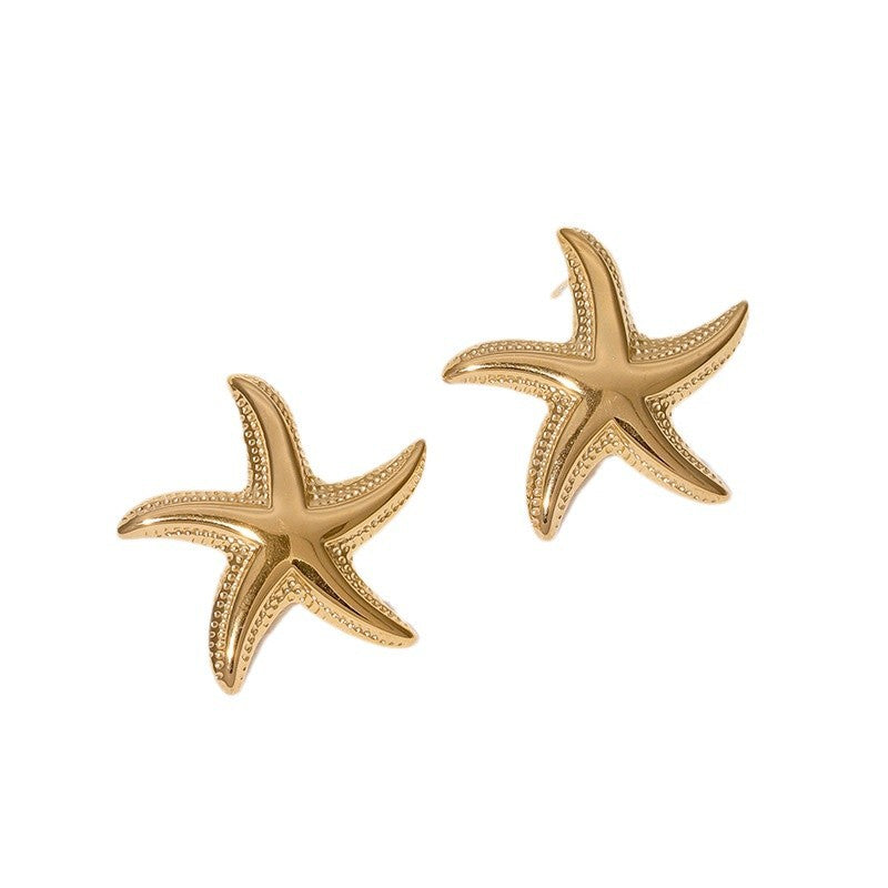 Orecchini a Stella Marina Minimalisti in Acciaio Inossidabile con Finitura Placcata da Donna