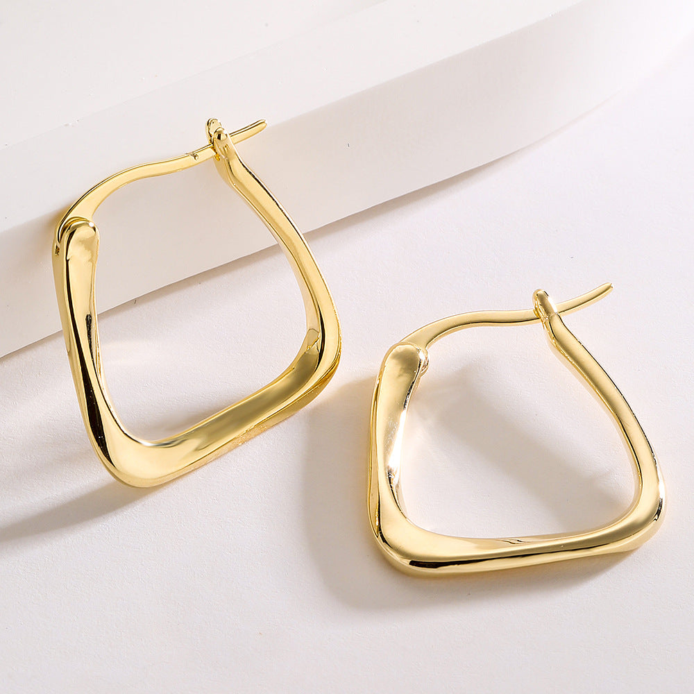 Minimalist Geometric Earrings in Copper with Gold Plating for Everyday Wear