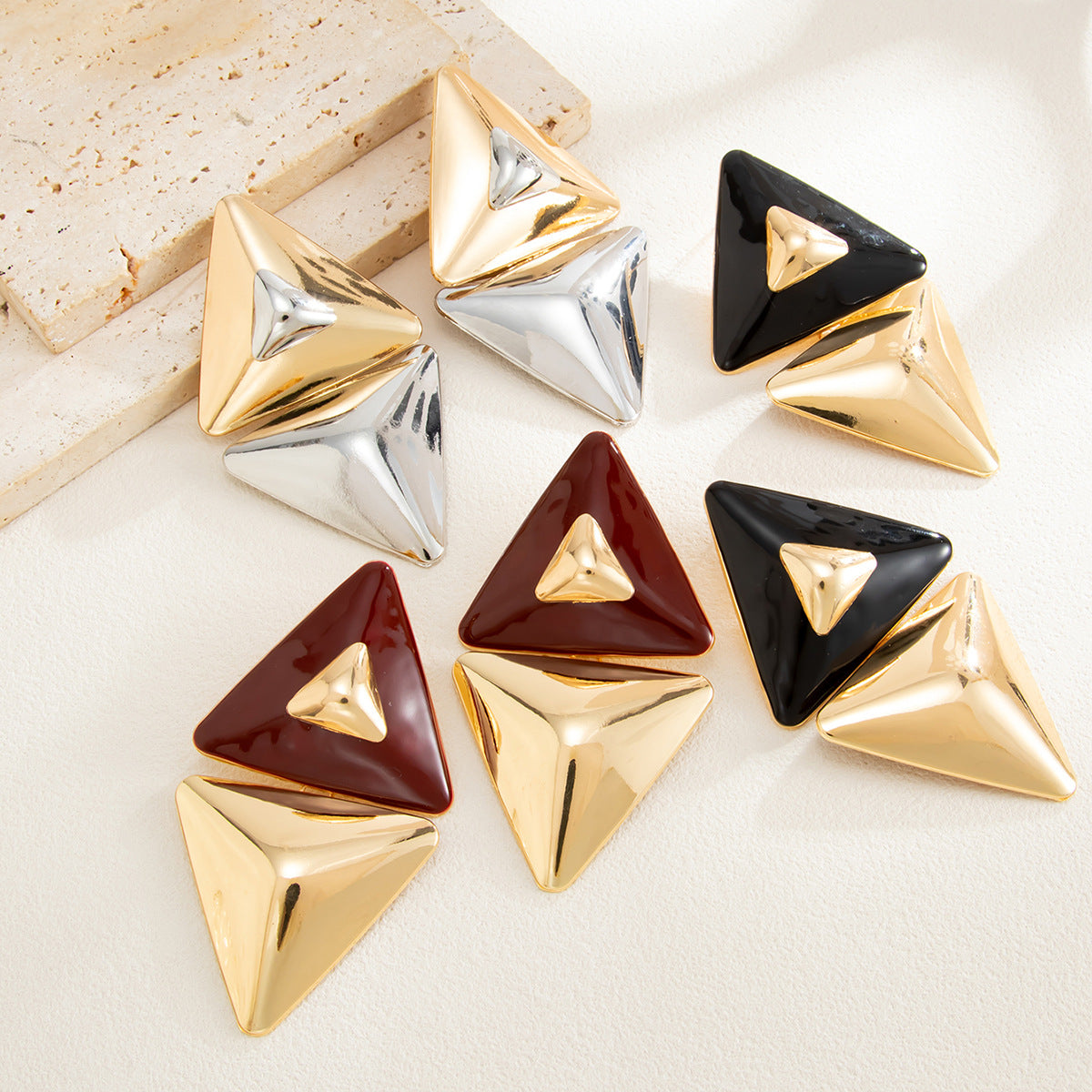 Minimalist Geometric Triangle Zinc Alloy Plated Earrings for Women