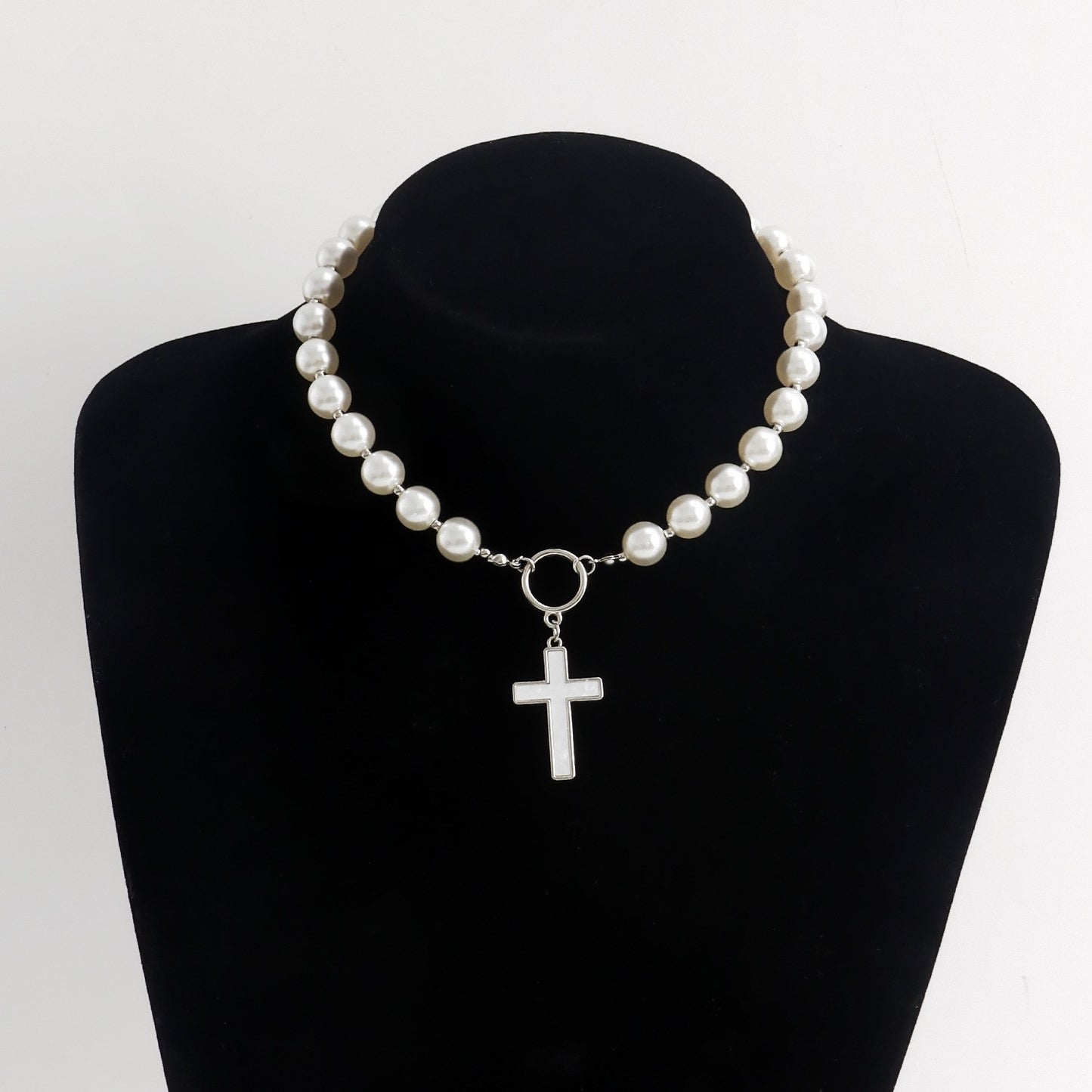 INS Style Heart and Cross Pendant Necklace for Women Alloy Chain with Electroplated Finish