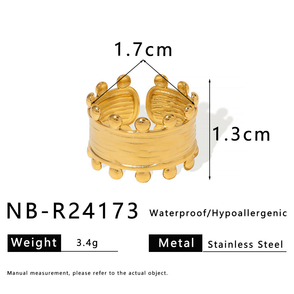 Anello in acciaio inossidabile a trama geometrica minimalista con placcatura in oro 18K, unisex