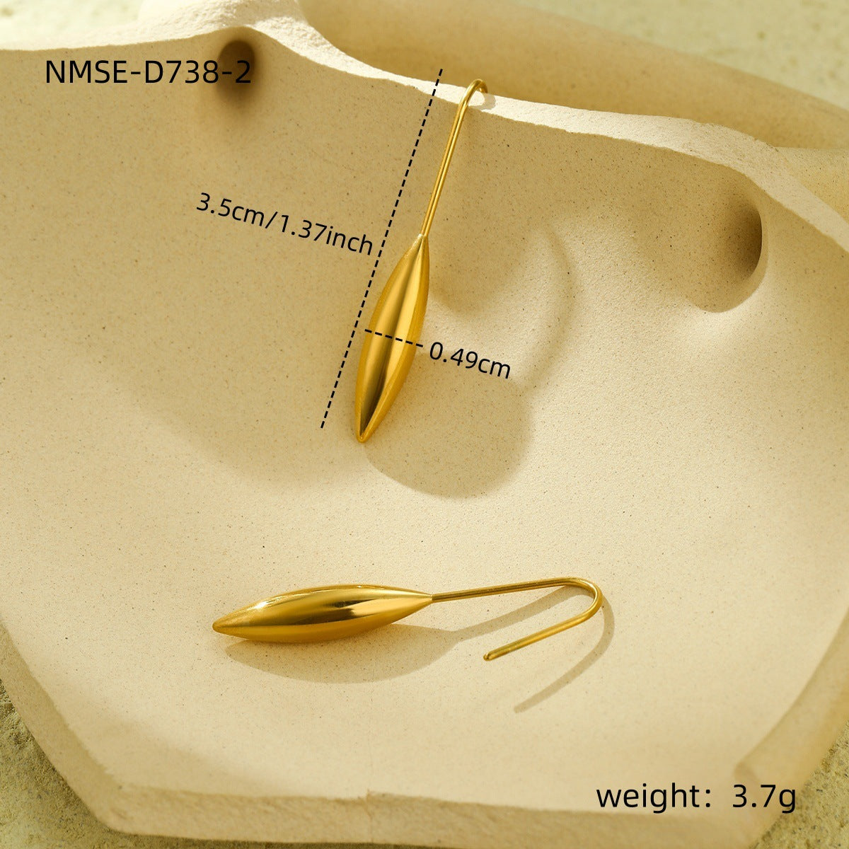 Pendientes Vintage Minimalistas de Acero Inoxidable con Forma de Gota Irregular con Chapado en Oro de 18K para Mujer