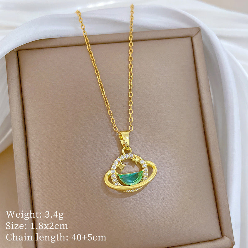 Sweet Star Cubic Zirconia Titanium Steel Necklace for Unisex
