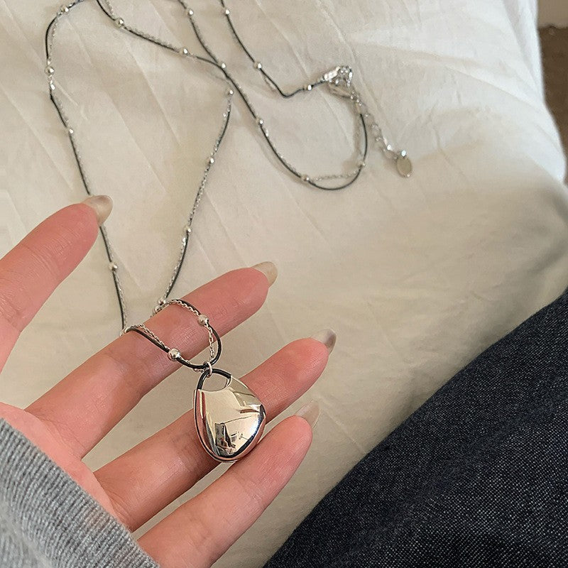 Collana con ciondolo geometrico minimalista in rame placcato da donna, catena maglione di lusso leggera