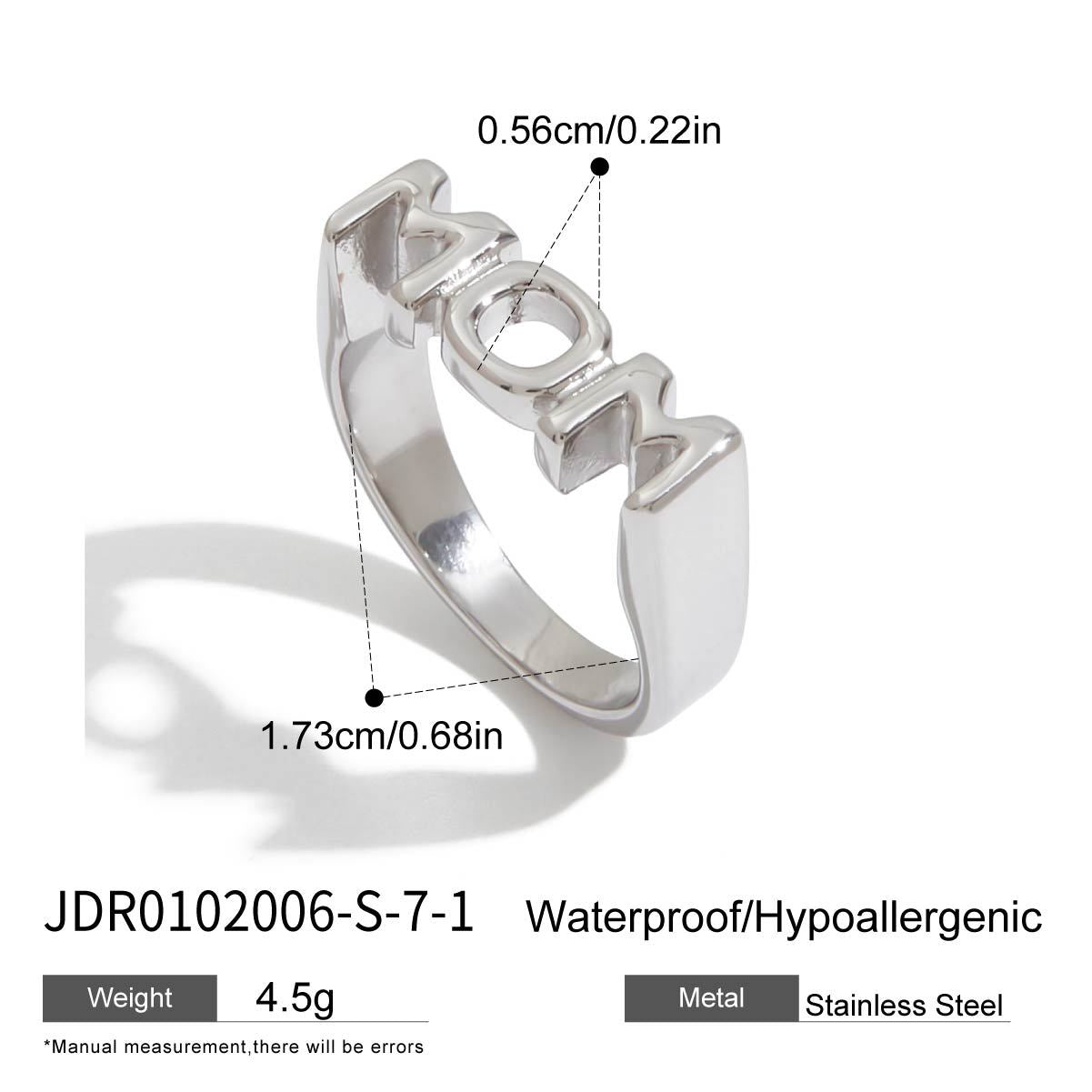 Anello da donna minimalista a forma di lettera geometrica in acciaio al titanio con finitura placcata