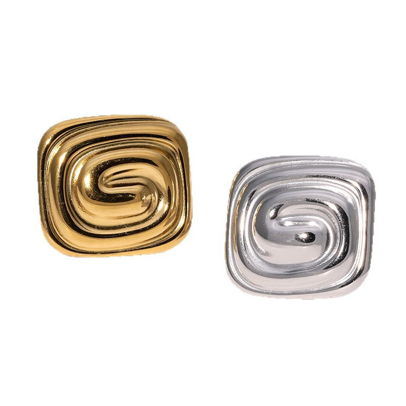 Anello Filettato Geometrico Minimalista in Acciaio Inox da Donna con Placcatura in Oro 18K Gioielli in Acciaio al Titanio