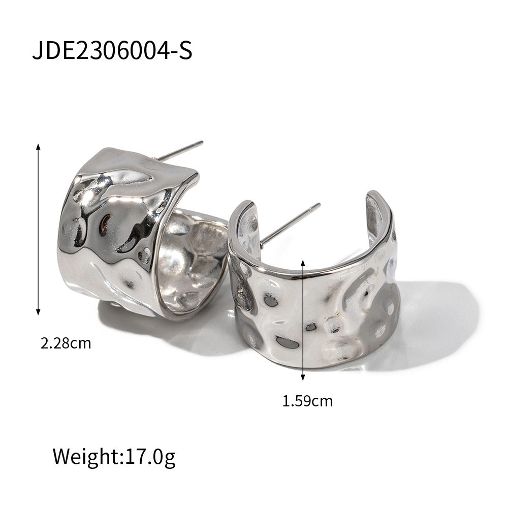 Minimalist Geometric Stainless Steel Ear Studs with 18K Gold Plating for Women