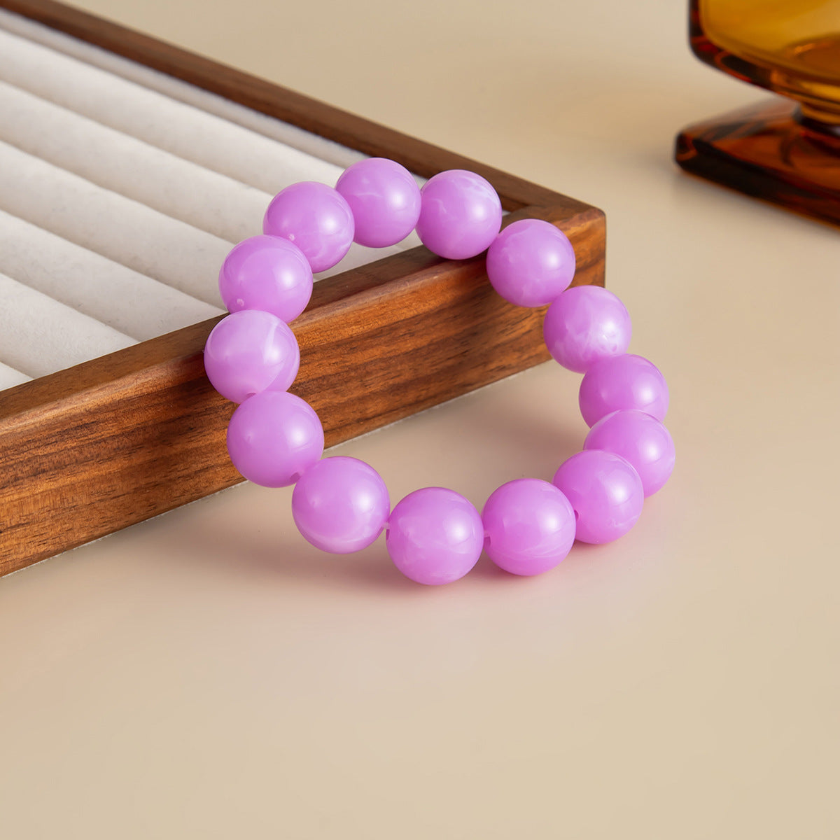 Minimalist Geometric Round Acrylic Beaded Necklace for Women