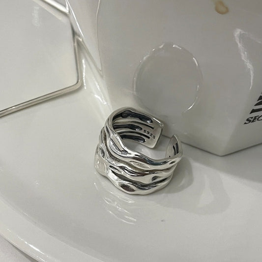 Anillo de plata de ley 925 minimalista vintage con número para mujer