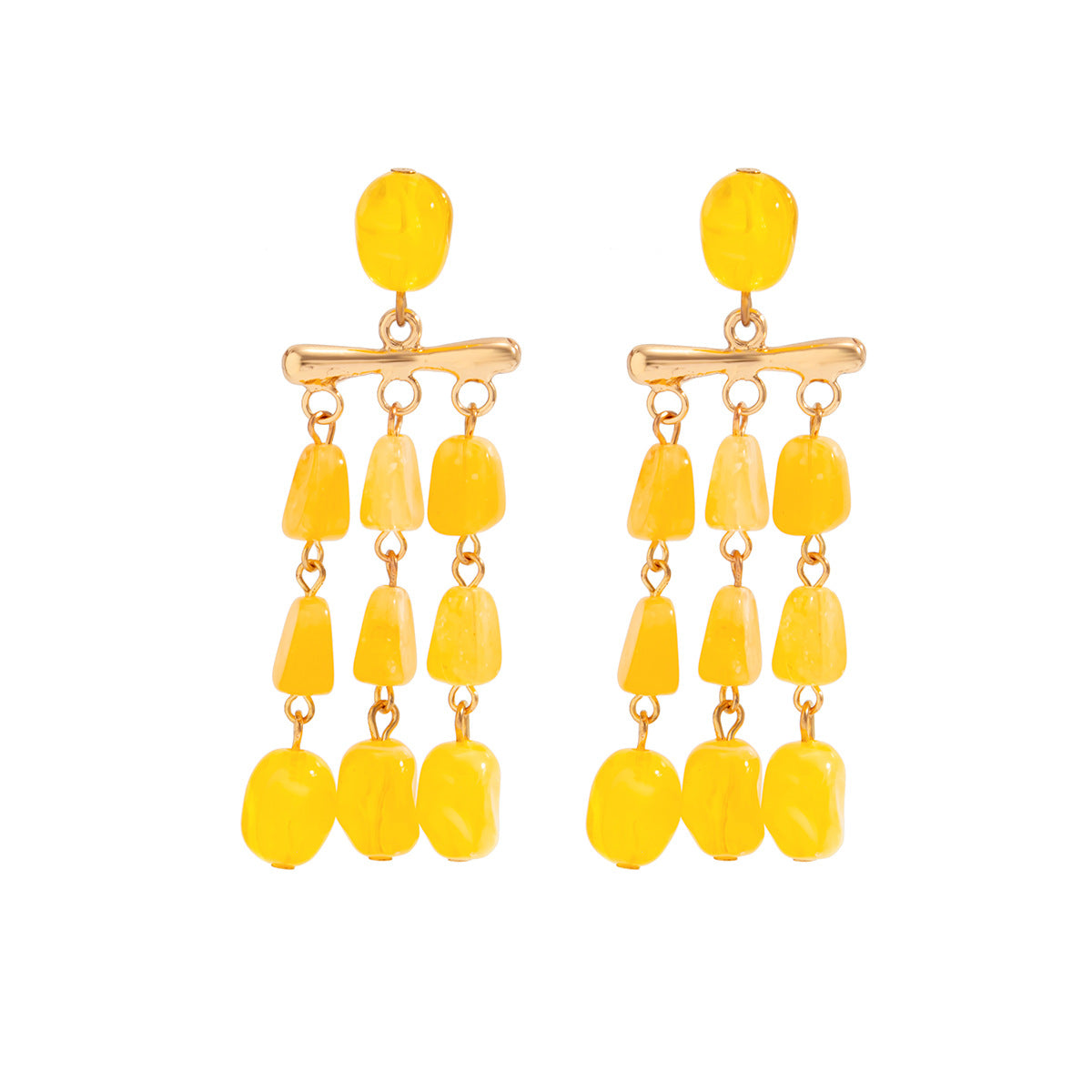 Elegant Gradient Oval Geometric Zinc Alloy Plated Long Tassel Earrings for Women