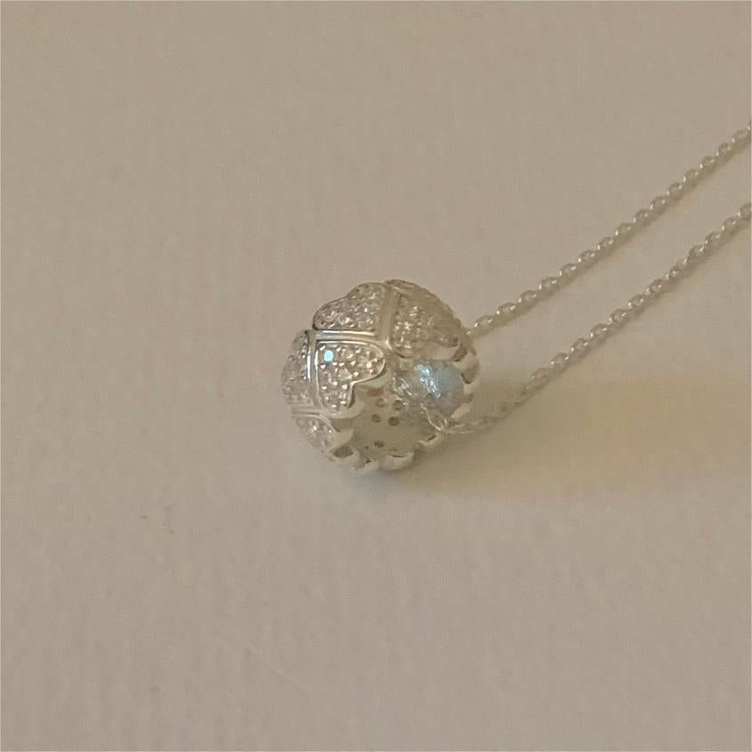Minimalist Heart-Shaped 925 Sterling Silver Rhinestone Necklace with Plated Finish and Cross Chain