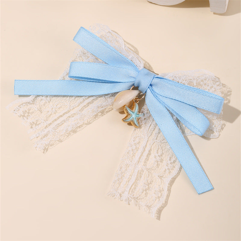 Fermaglio per capelli a fiocco con nappe e rete arricciata per bambine accessorio per capelli per bambine di ispirazione vintage