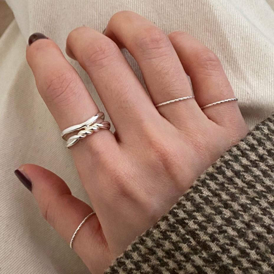 Anello aperto in argento sterling 925 a forma di nodo a cuore per donna