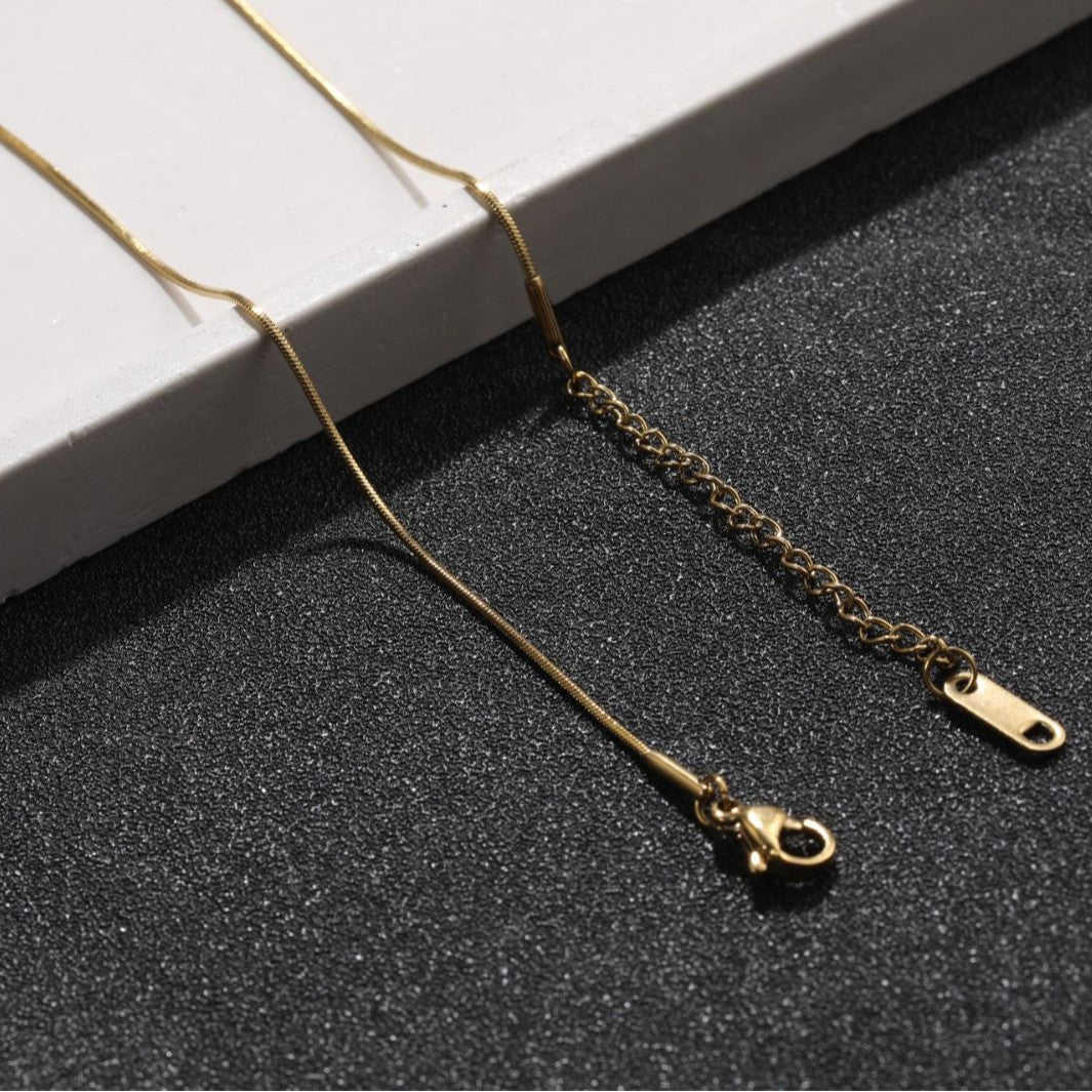 Collana Minimalista in Acciaio al Titanio a Spina di Serpente Quadrata per Uomo e Donna, Ciondolo Ipoallergenico in Acciaio Inossidabile con Finitura Placcata Sottovuoto