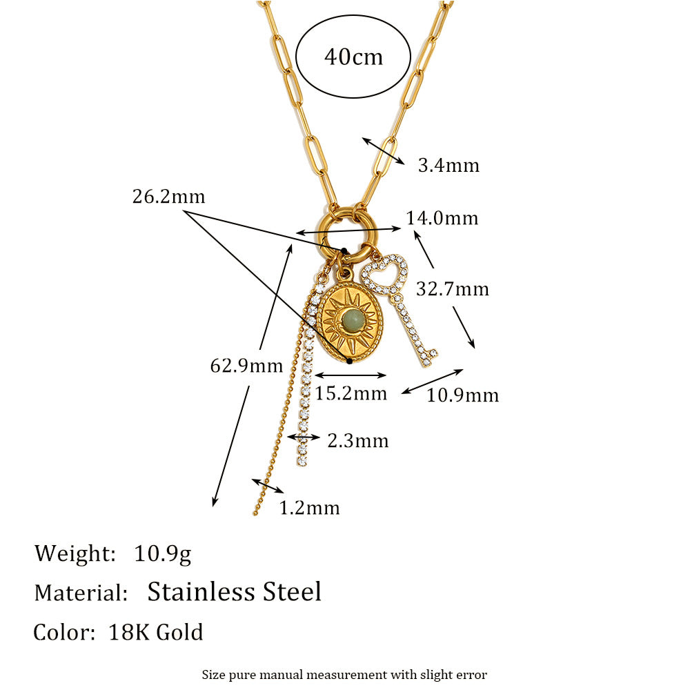 Elegant Geometric Oval Stainless Steel 18K Gold Plated Pendant Necklace DIY Charm Bar for Women