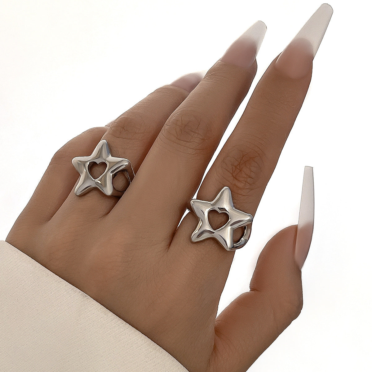 Set di anelli da donna in lega a forma di stella geometrica minimalista con finitura placcata