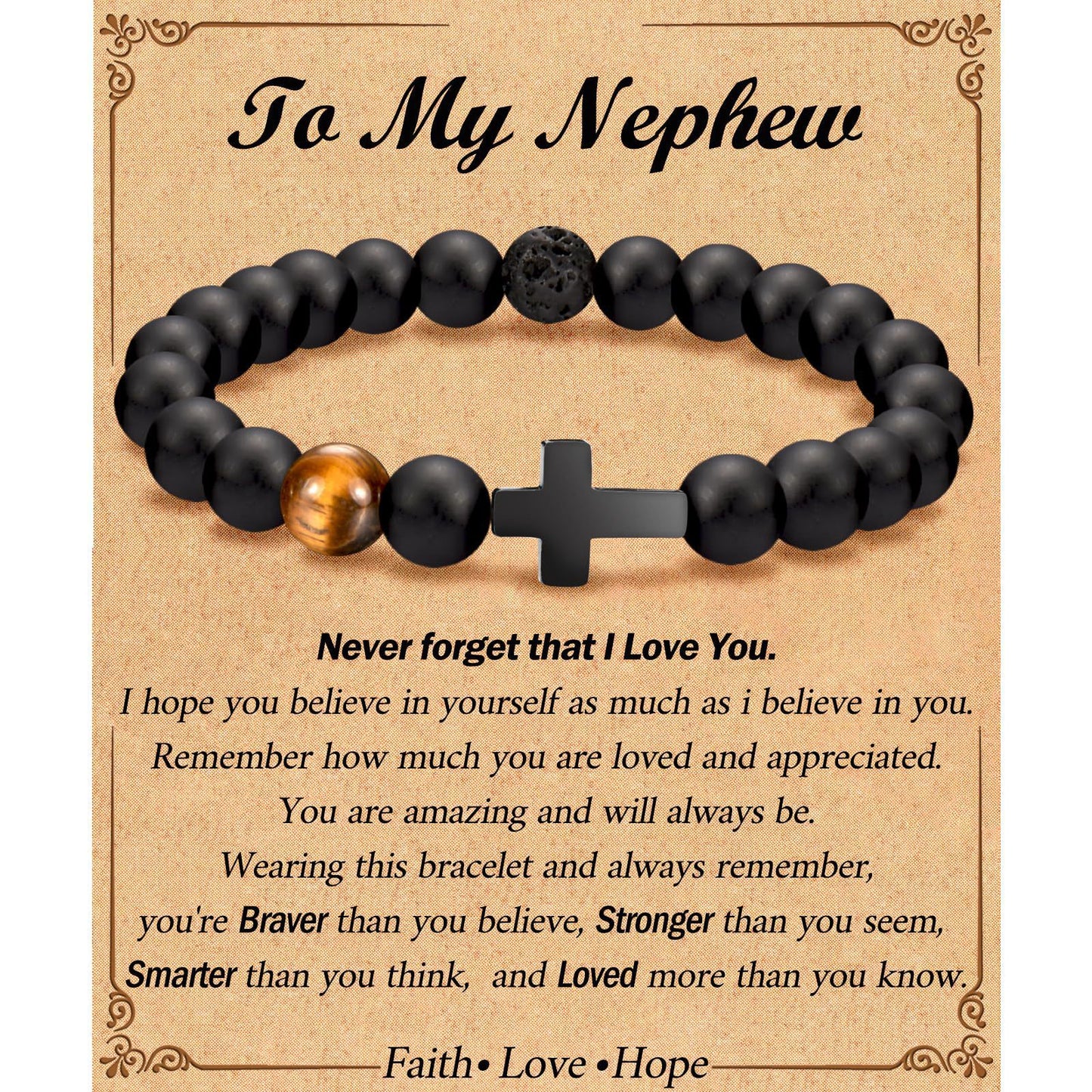 Natural Tiger Eye Stone Cross Bracelet Unisex Geometric Round Beads Handmade Business Style