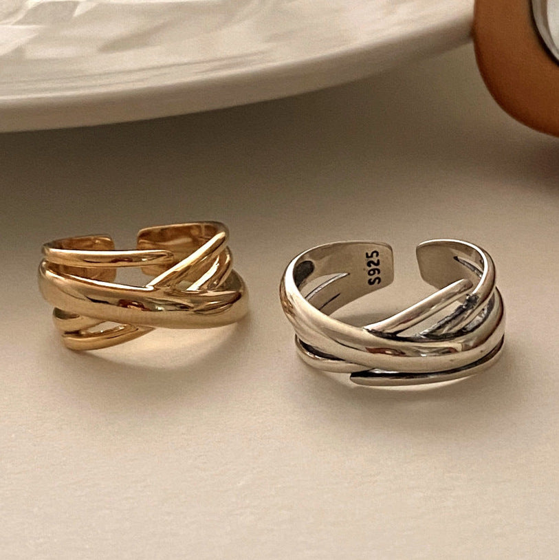 Anillo con incrustaciones geométricas redondas de corazón de plata de ley 925 vintage para mujer