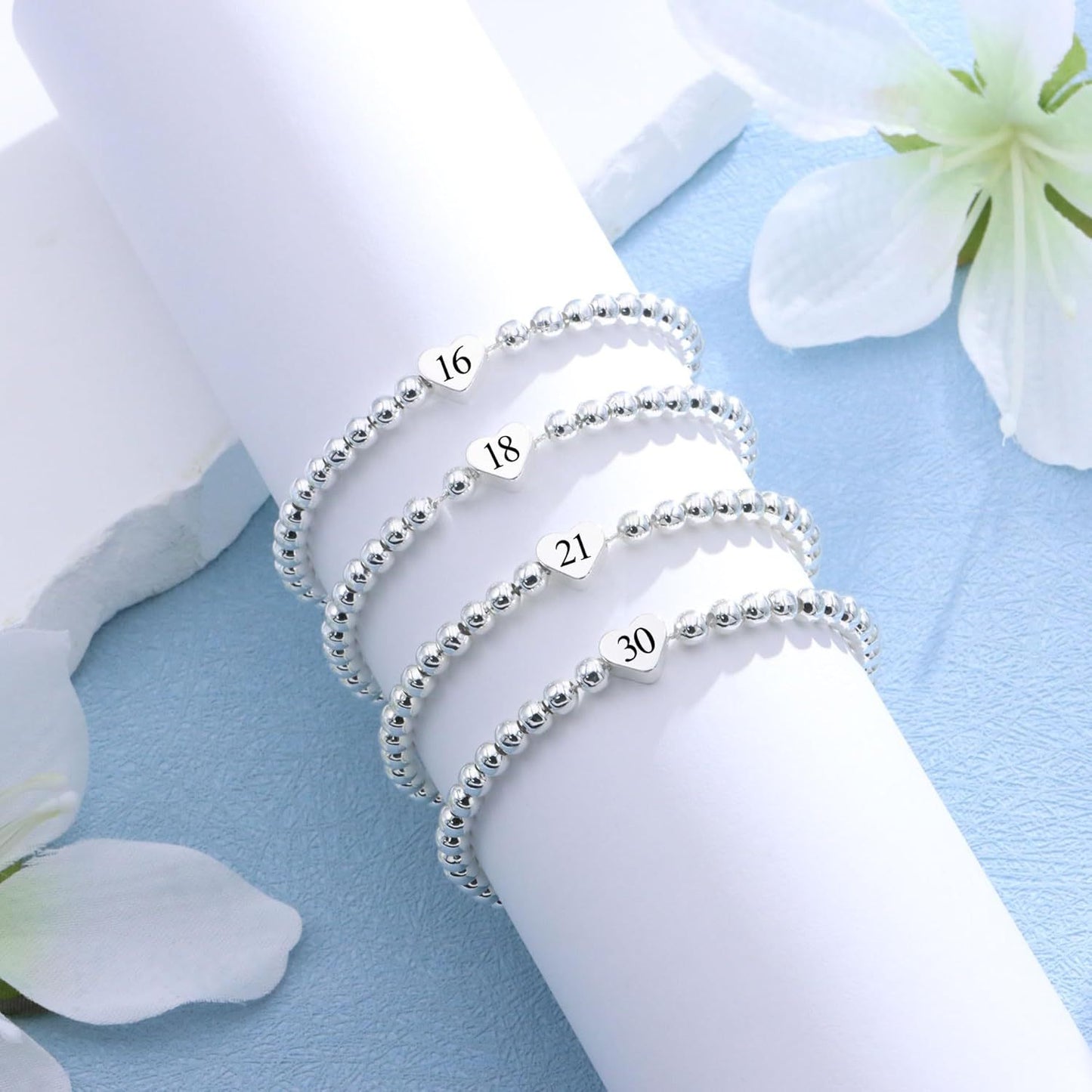 Personalized Heart Letter Number Brass Plated Silver Adjustable Bracelet Unisex Jewelry