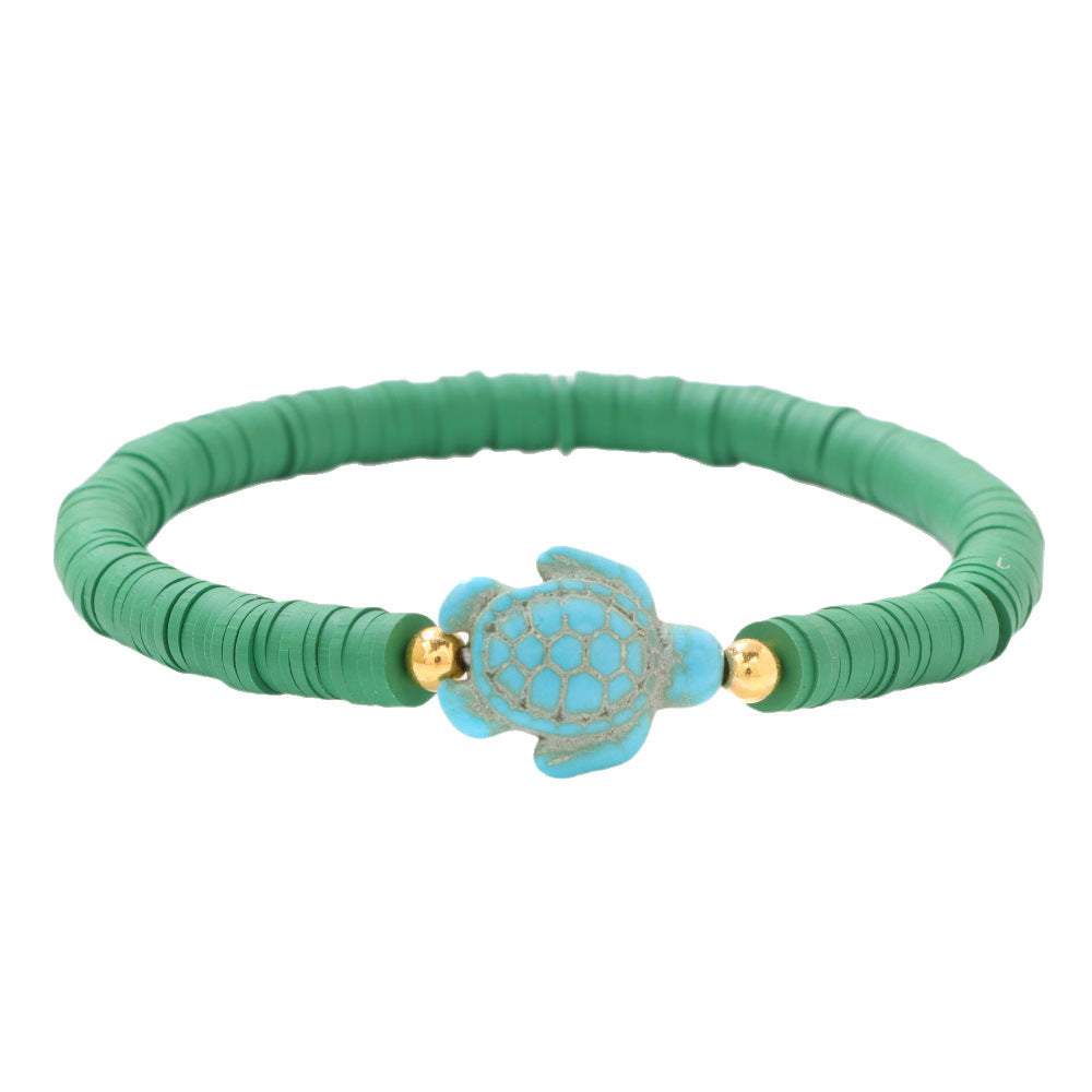 Bohemian Turquoise Turtle Resin Bracelet Unisex Handmade Elastic Bangle