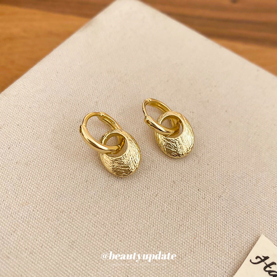 Pendientes de aro ovalados de metal, minimalistas, modernos, geométricos, con acabado chapado, para mujer