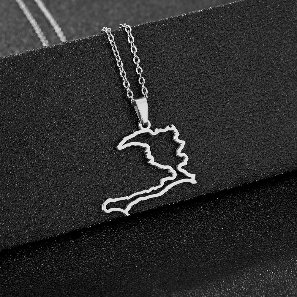 Fashion Geometric Titanium Steel Pendant Necklace with Enamel Finish for Unisex, O-Chain Style