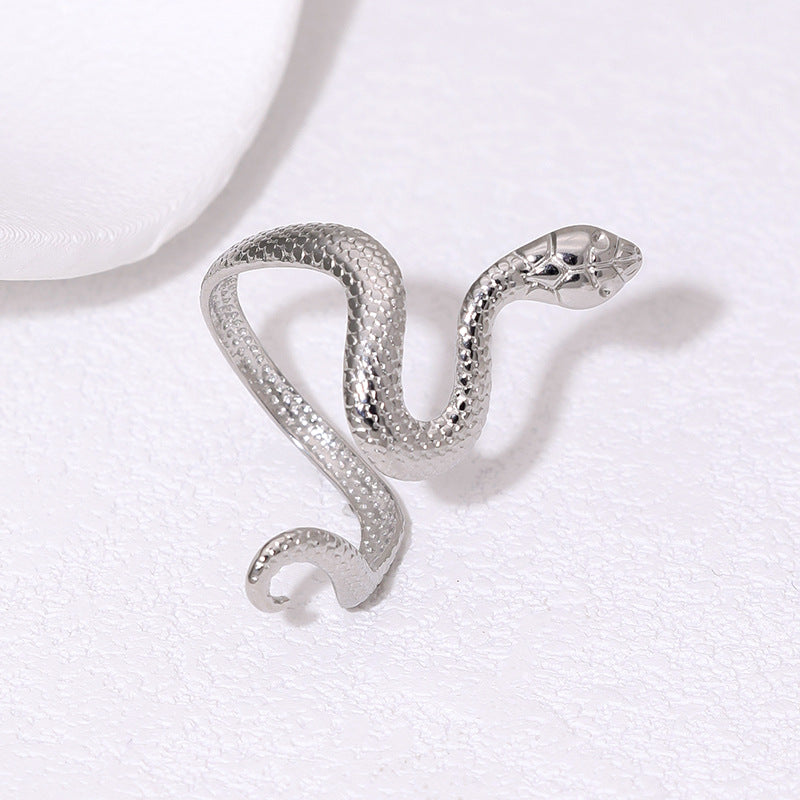 Minimalist 18K Gold Plated Stainless Steel Snake Ring for Women