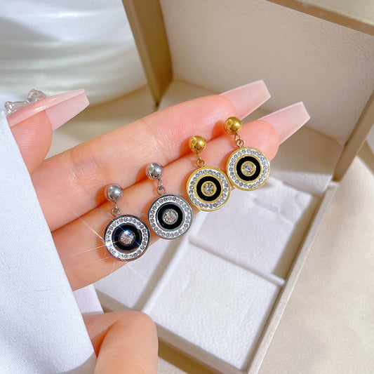 Minimalist Geometric Titanium Steel Stud Earrings with Plated Finish for Women, Cosmic and Natural Inspired Design