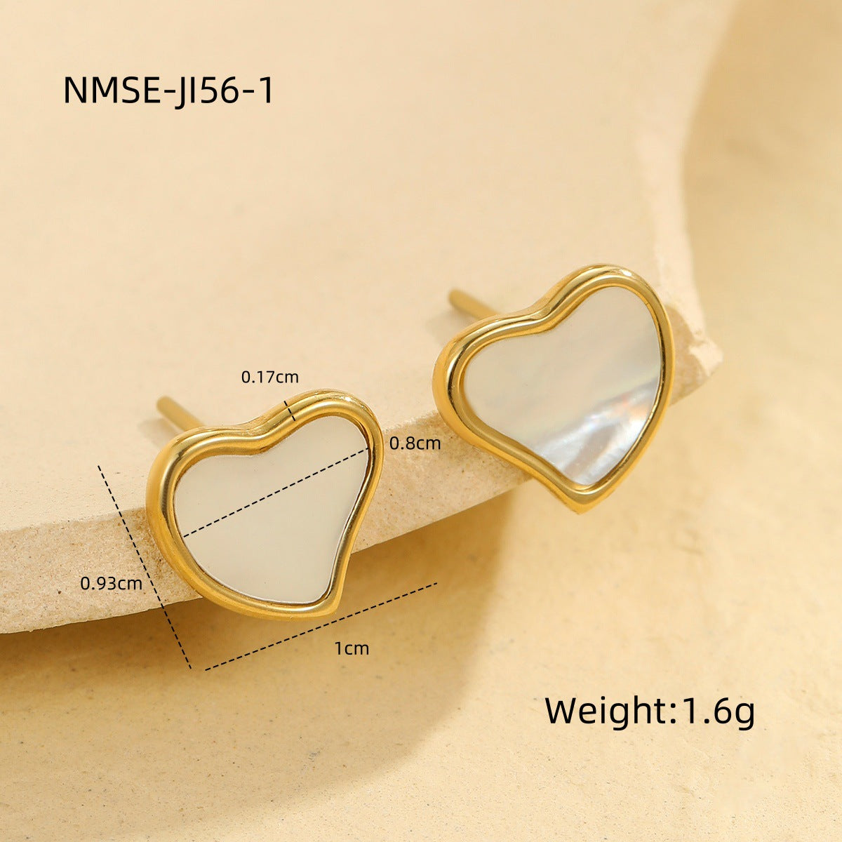 Set Collana e Orecchini da Donna Lusso Minimalista in Acciaio Inossidabile Placcato Oro a Forma di Cuore Stile Francese