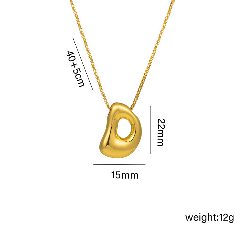 Bonito collar con dije de burbuja en forma de letra Q, estilo Q, de acero de titanio con chapado en oro de 18 quilates para mujer