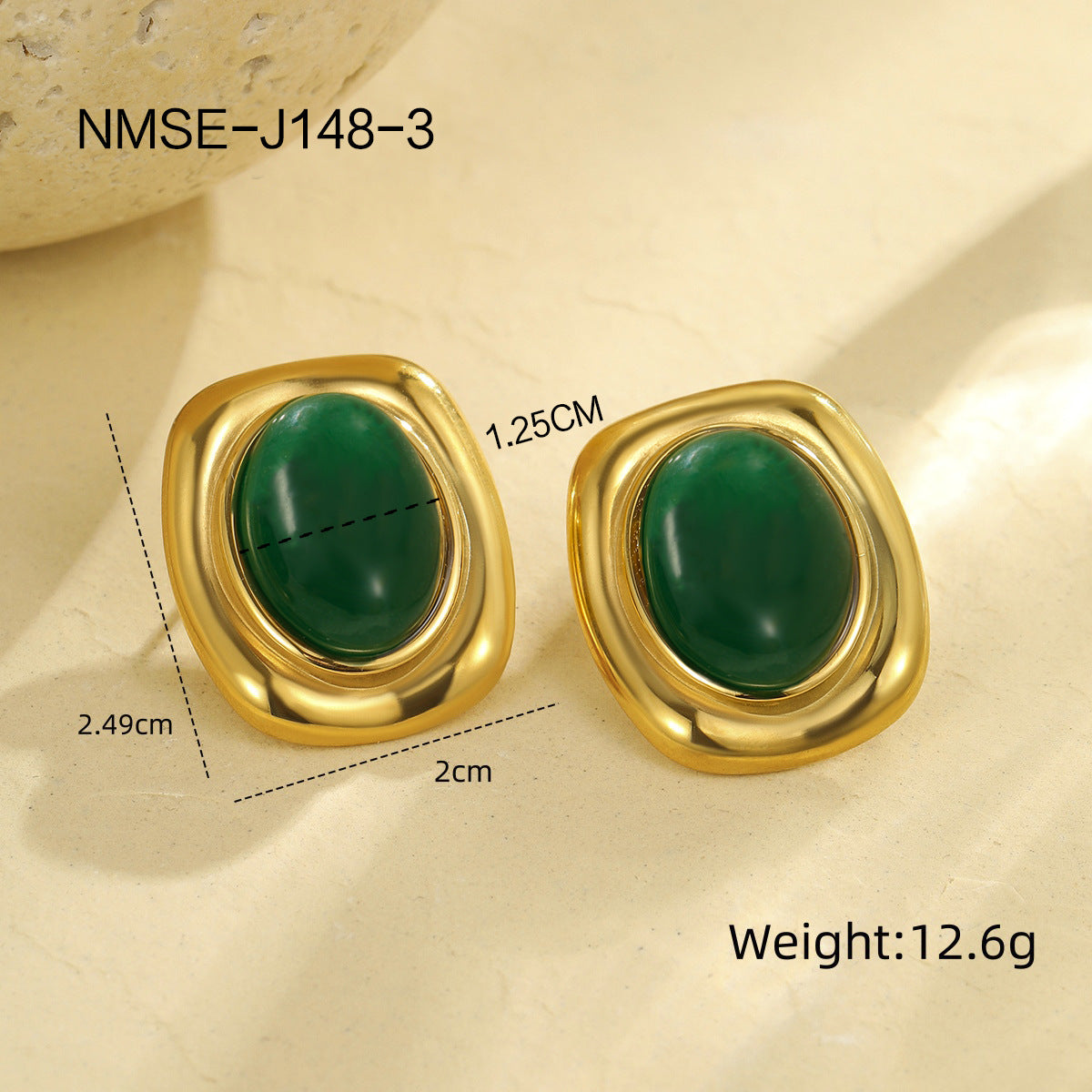 Pendientes de Botón Ovalados de Ojo de Tigre Estilo "Old Money" Francés Vintage para Mujer de Acero Inoxidable con Baño de Oro