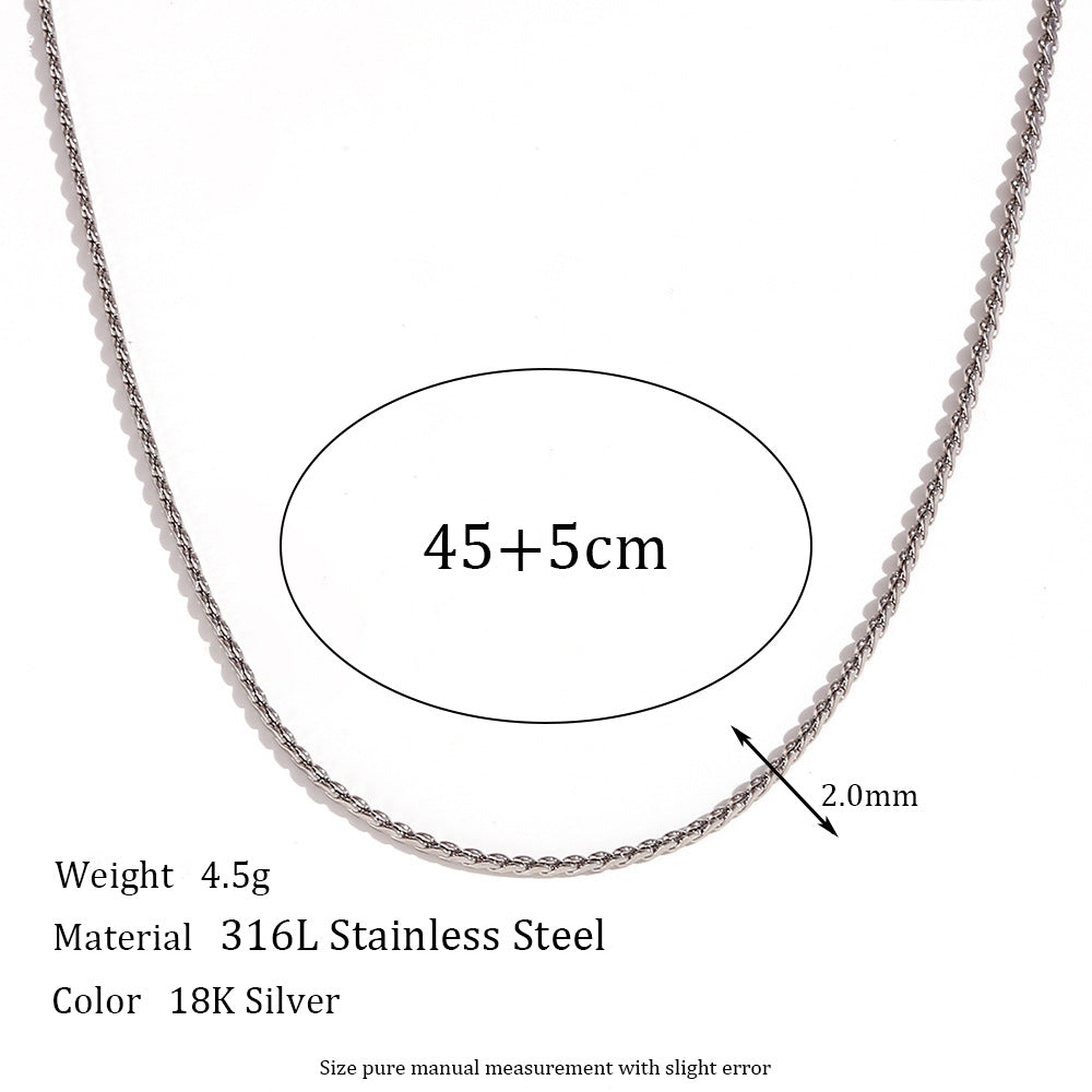 Minimalist Geometric Titanium Steel Plated Stainless Steel Necklace for Women with Snake Chain or Box Chain Style