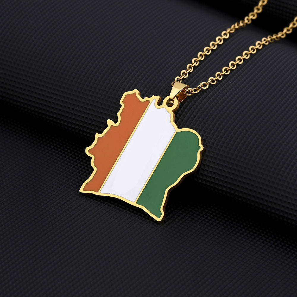 Collana Pendente Geometrica Minimalista in Acciaio Inossidabile con Finitura Smaltata Unisex