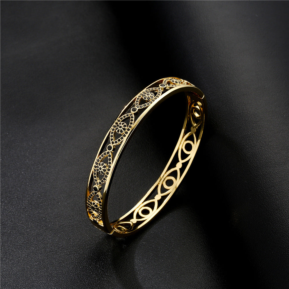 18K Gold Plated Brass Drip Oil Cubic Zirconia Evil Eye Bracelet