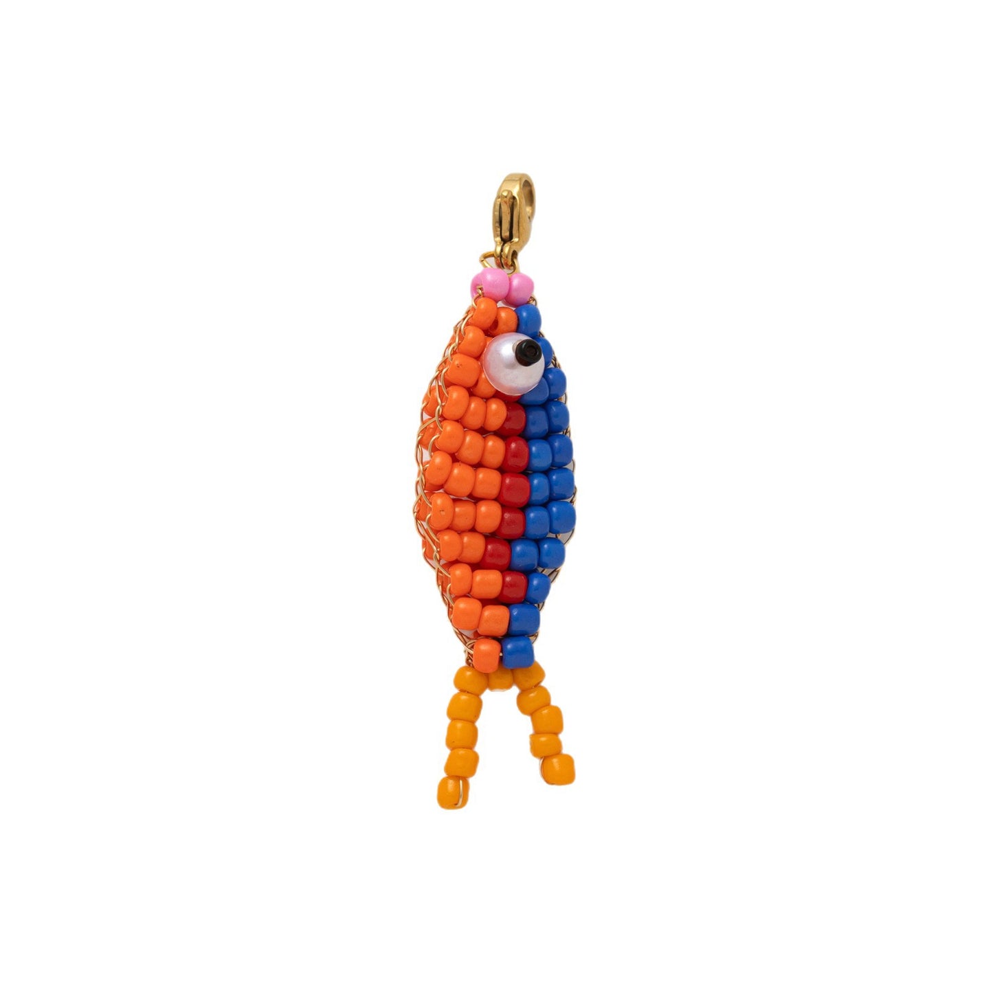 Minimalist Elegant 14K Gold Plated Brass Fish Charm Bar with Colorful Beads