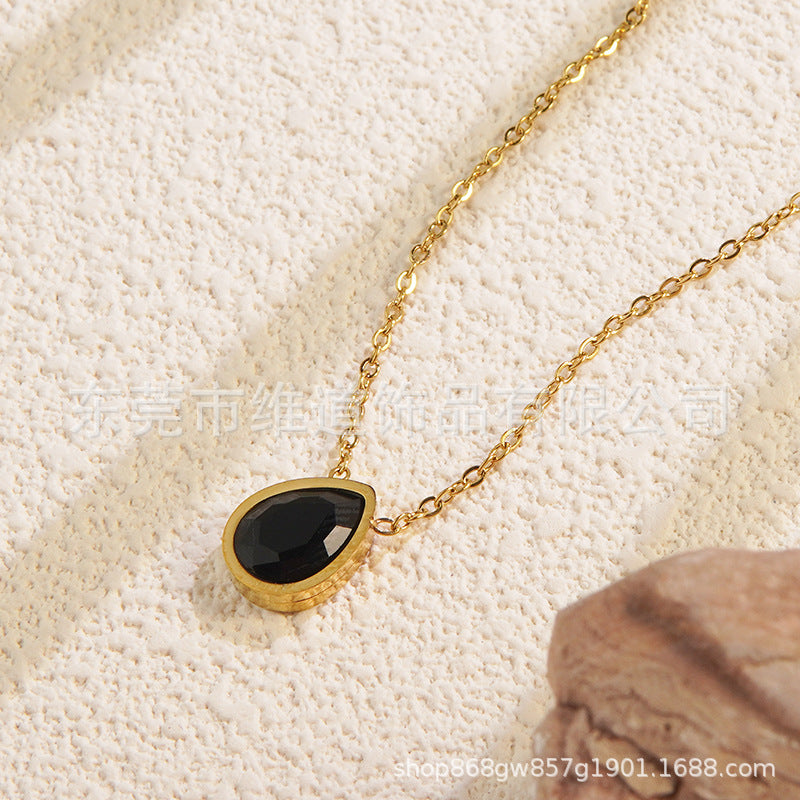 Minimalist Heart Teardrop Geometric Stainless Steel Plated Pendant Necklace for Women