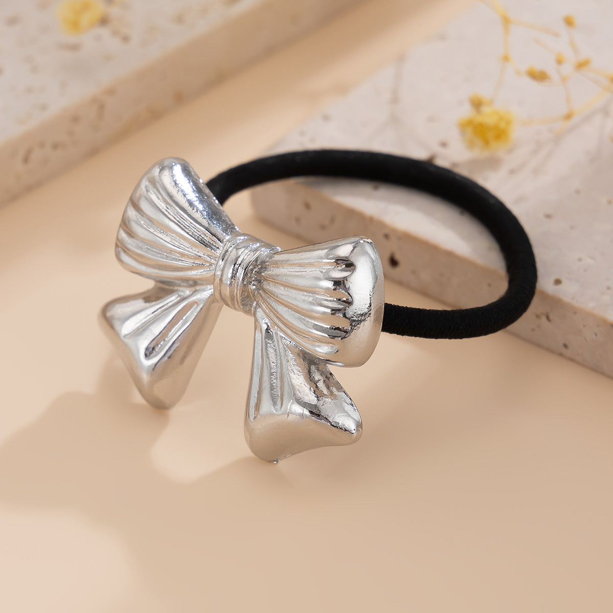 Fashion Polished Alloy Flower Butterfly Imitation Pearl Hair Tie