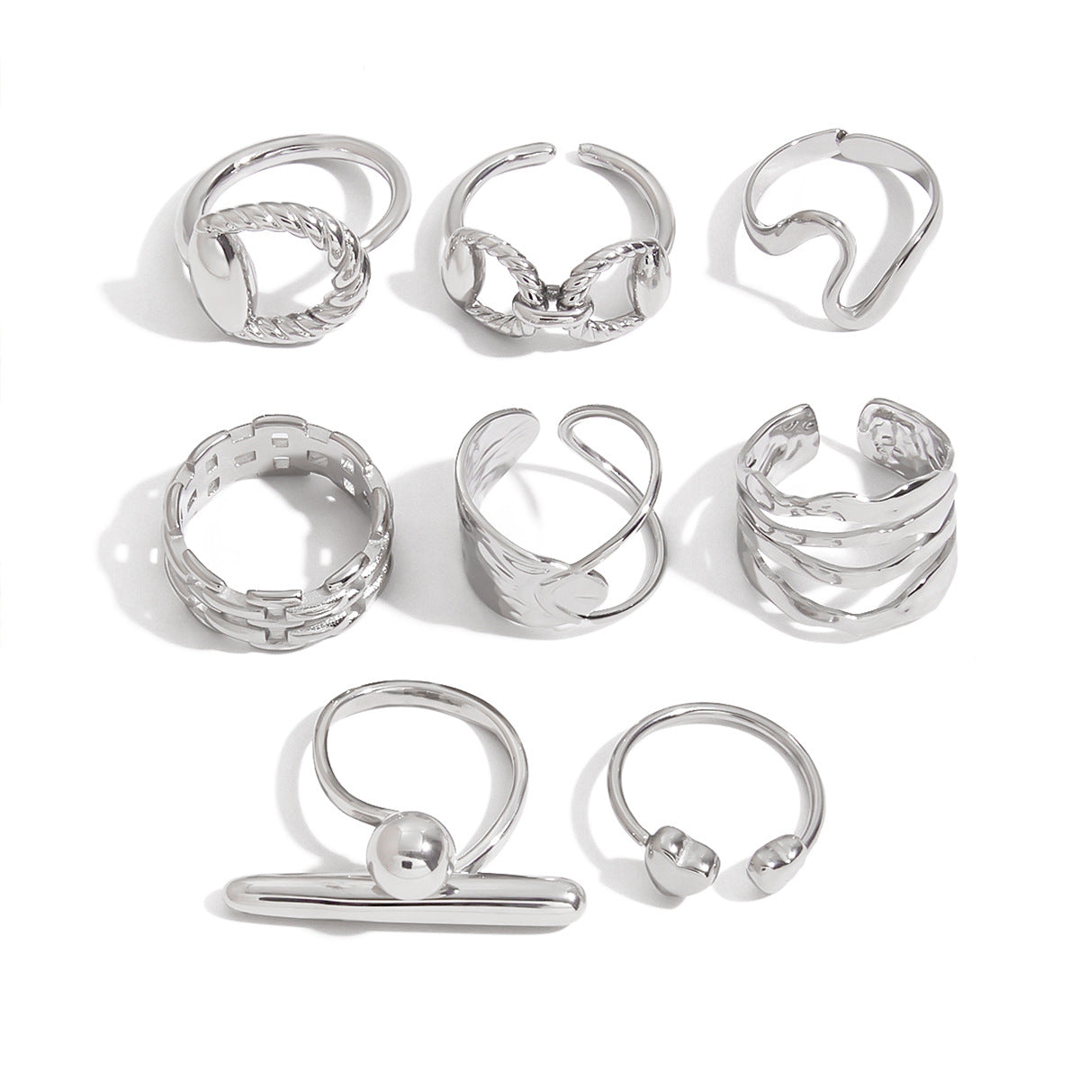 Geometric Plated Stainless Steel Ring for Women