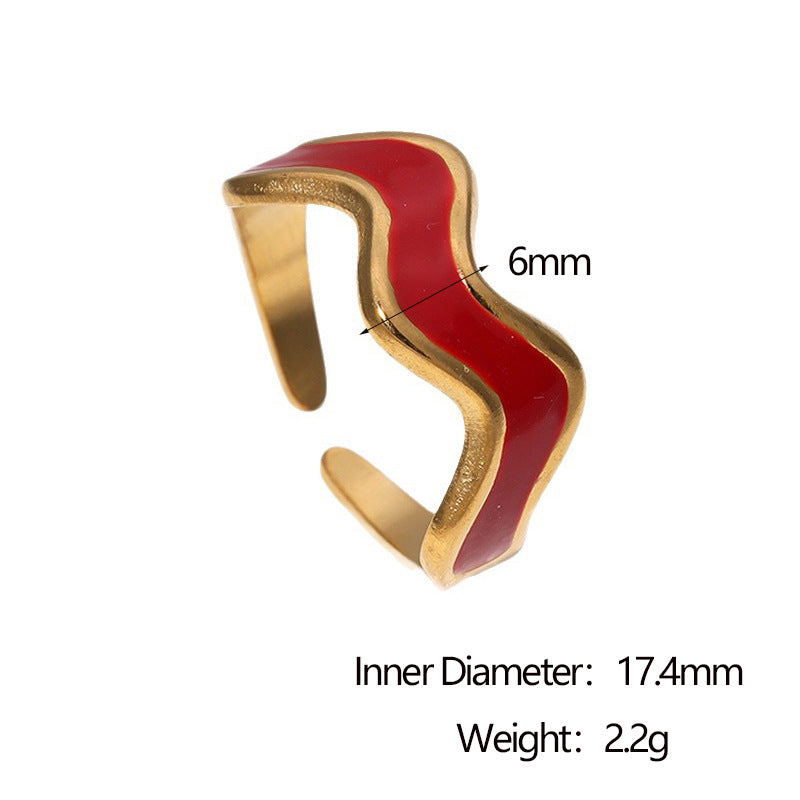 Anello aperto geometrico minimalista vintage francese, gioielli da donna in acciaio inossidabile placcato oro 18 carati