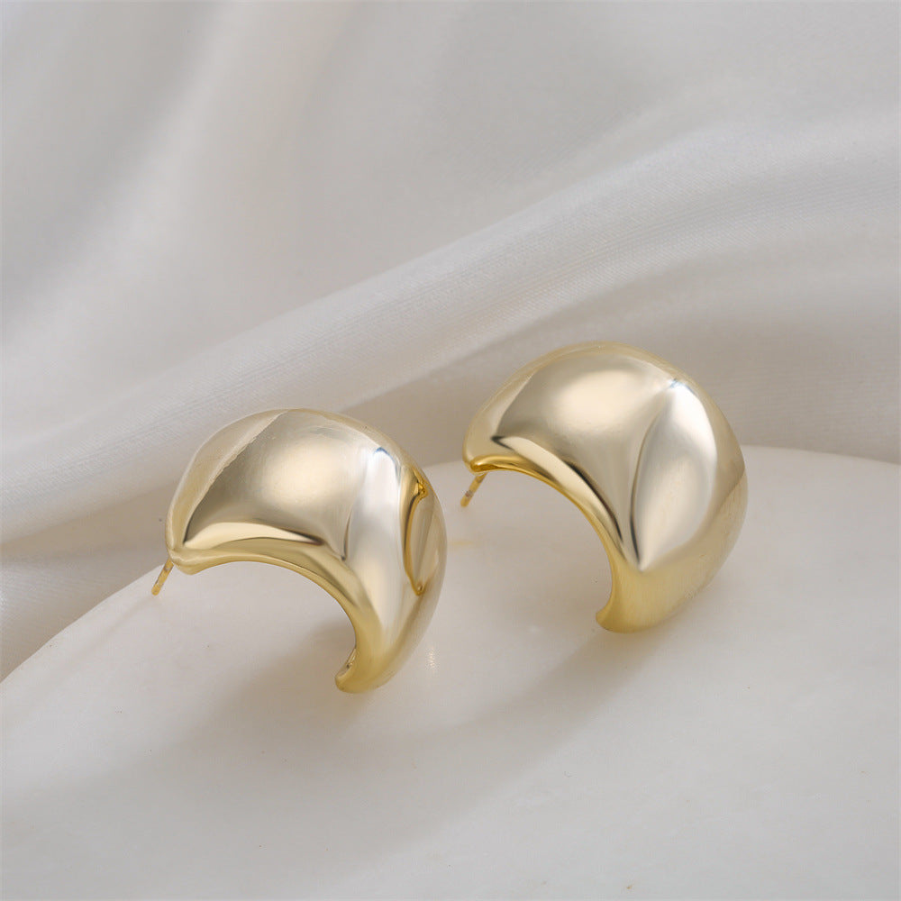 Geometric Earrings for Women with Copper Base and 14K Gold Plating, Hypoallergenic 925 Sterling Silver Posts, Irregular Shape, Retro Fashion Style
