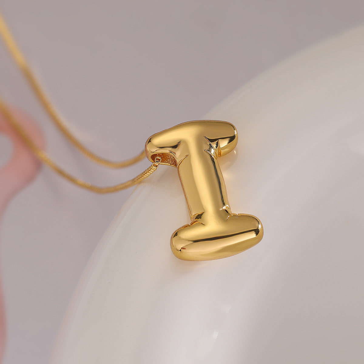 Minimalist Irregular Geometric Letter Balloon Pendant Necklace for Women