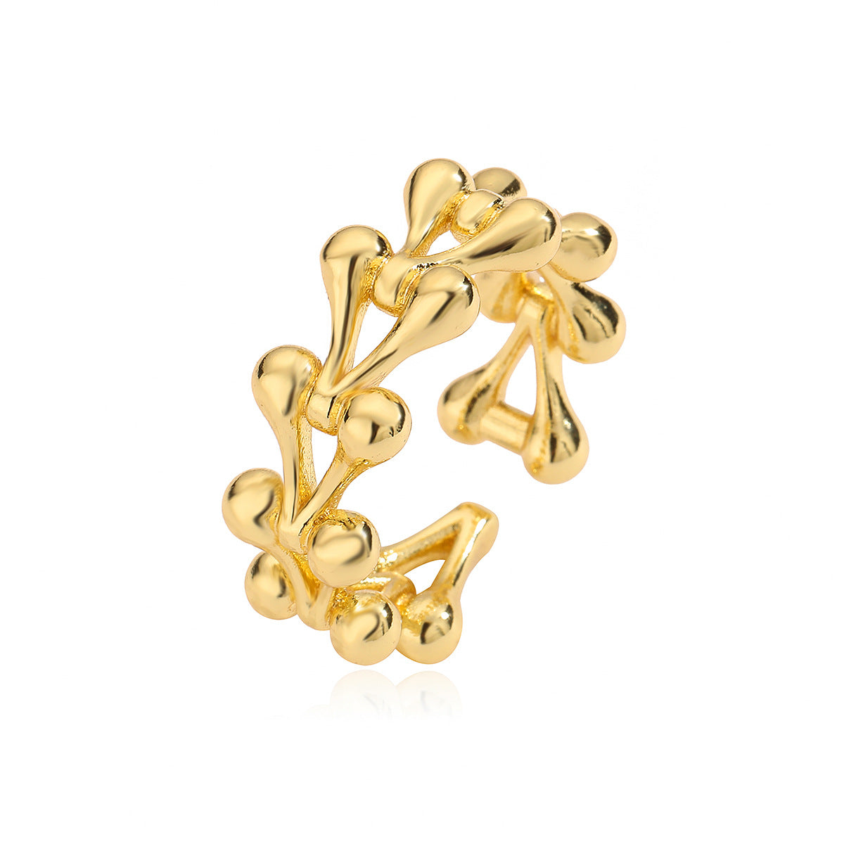 Minimalist Irregular Geometric Copper Ring with 18K Gold Plating for Women