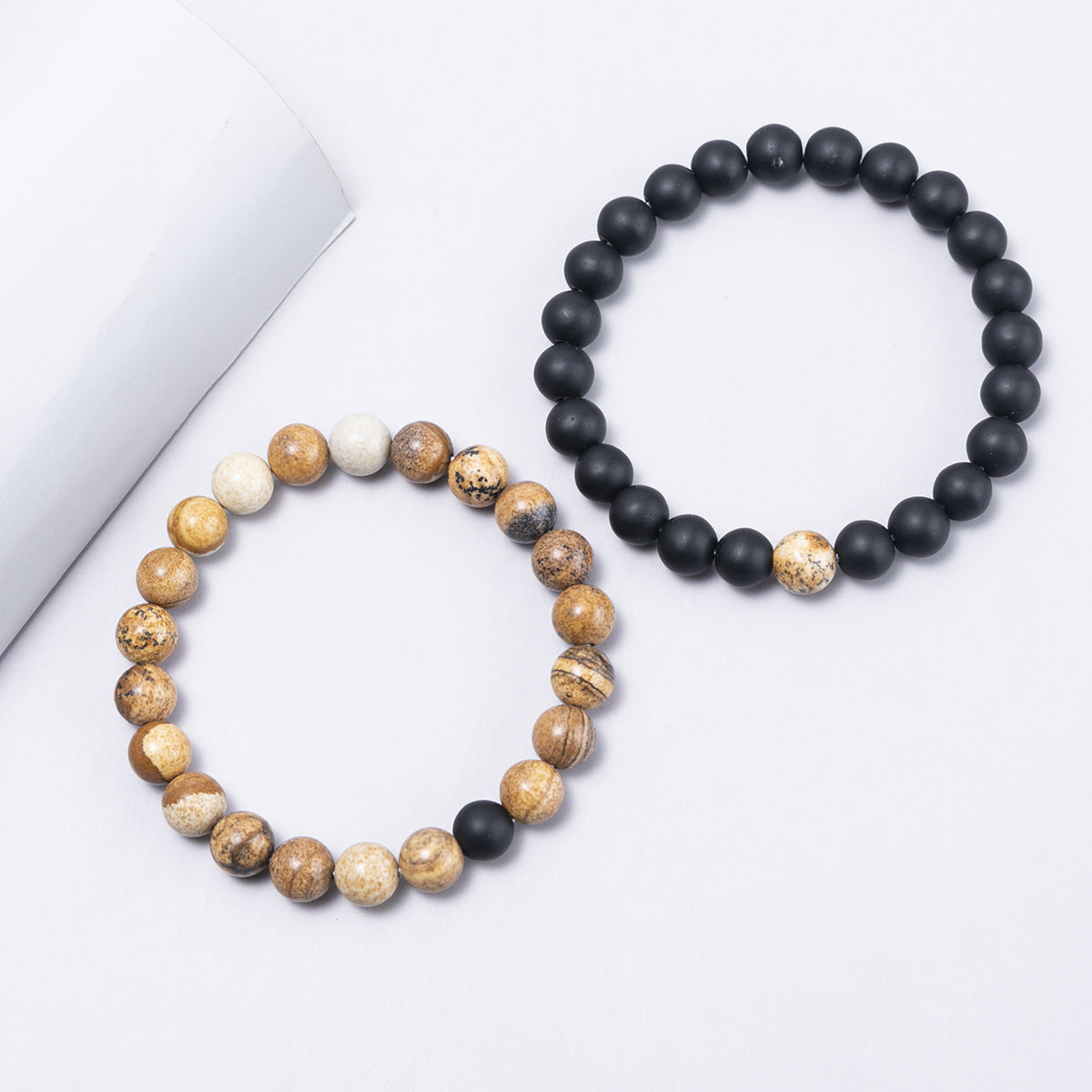 Minimalist Heart Agate Plated Bracelet Set for Unisex