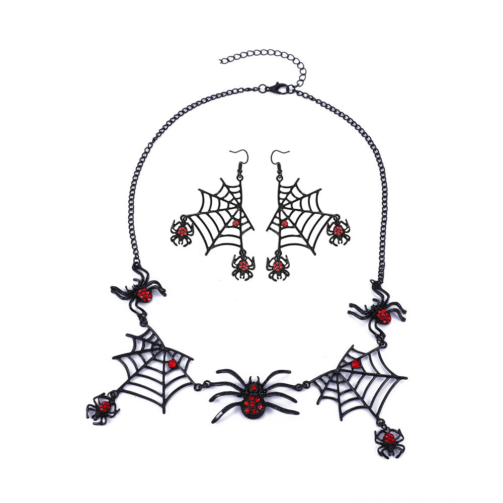 Collana con ciondolo ragnatela gotica vintage da donna, corta, in lega, con finitura placcata nera