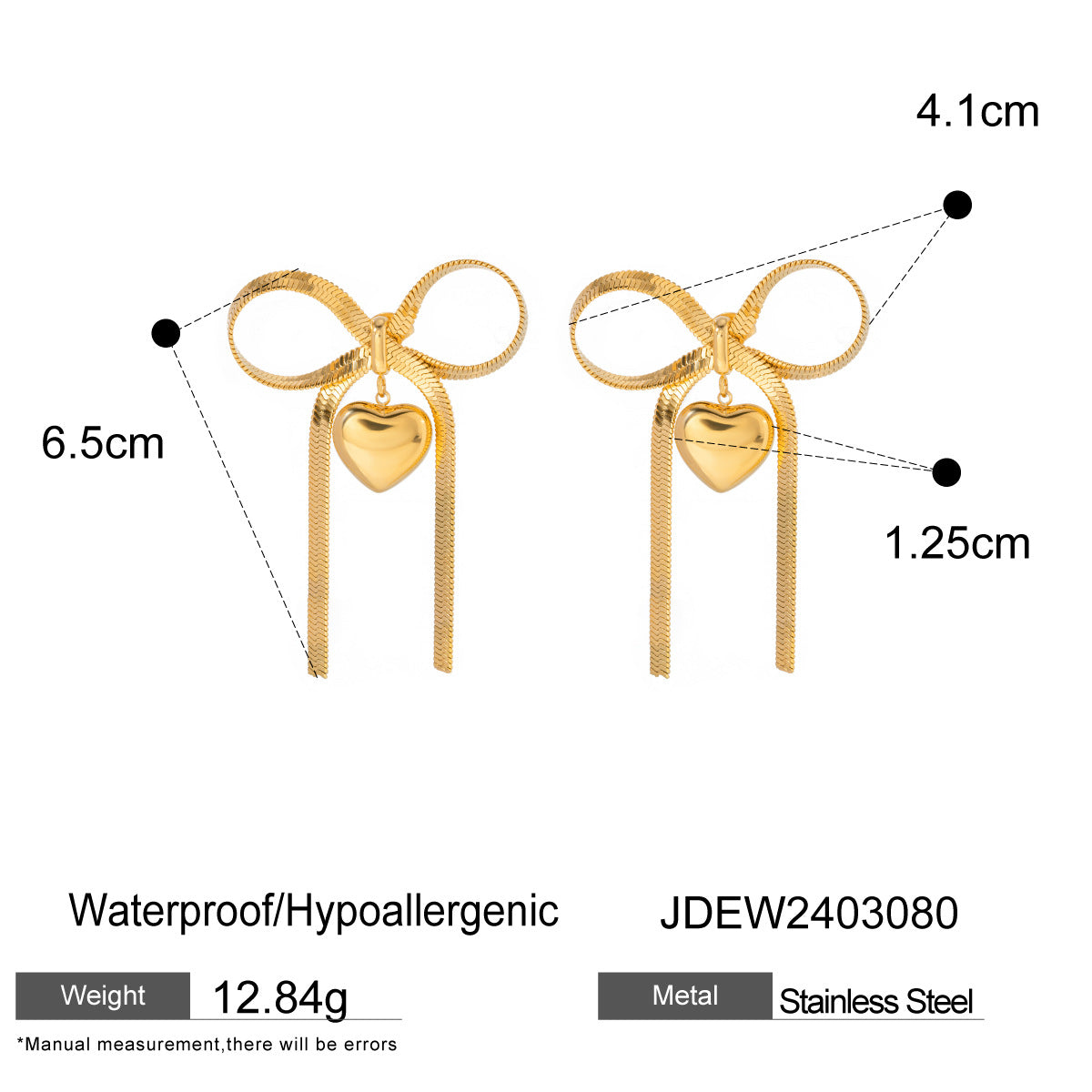Pendientes Minimalistas de Acero Inoxidable con Lazo y Diseño de Corazón para Mujer con Acabado Chapado