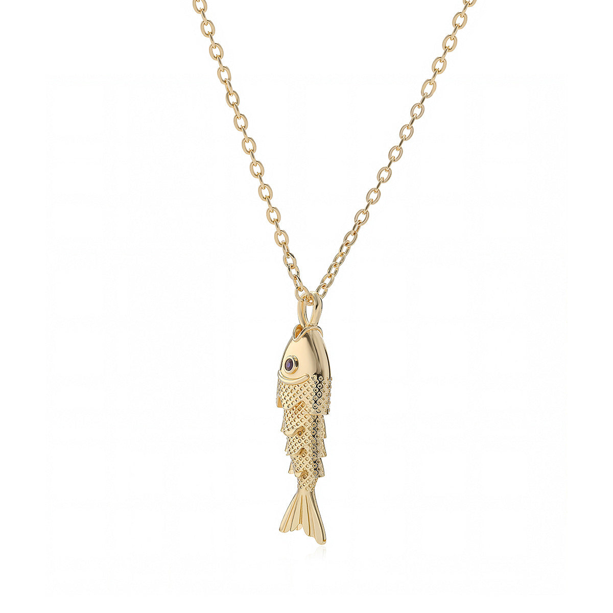 Minimalist 18K Gold Plated Brass Geometric Fish Pendant Necklace for Women