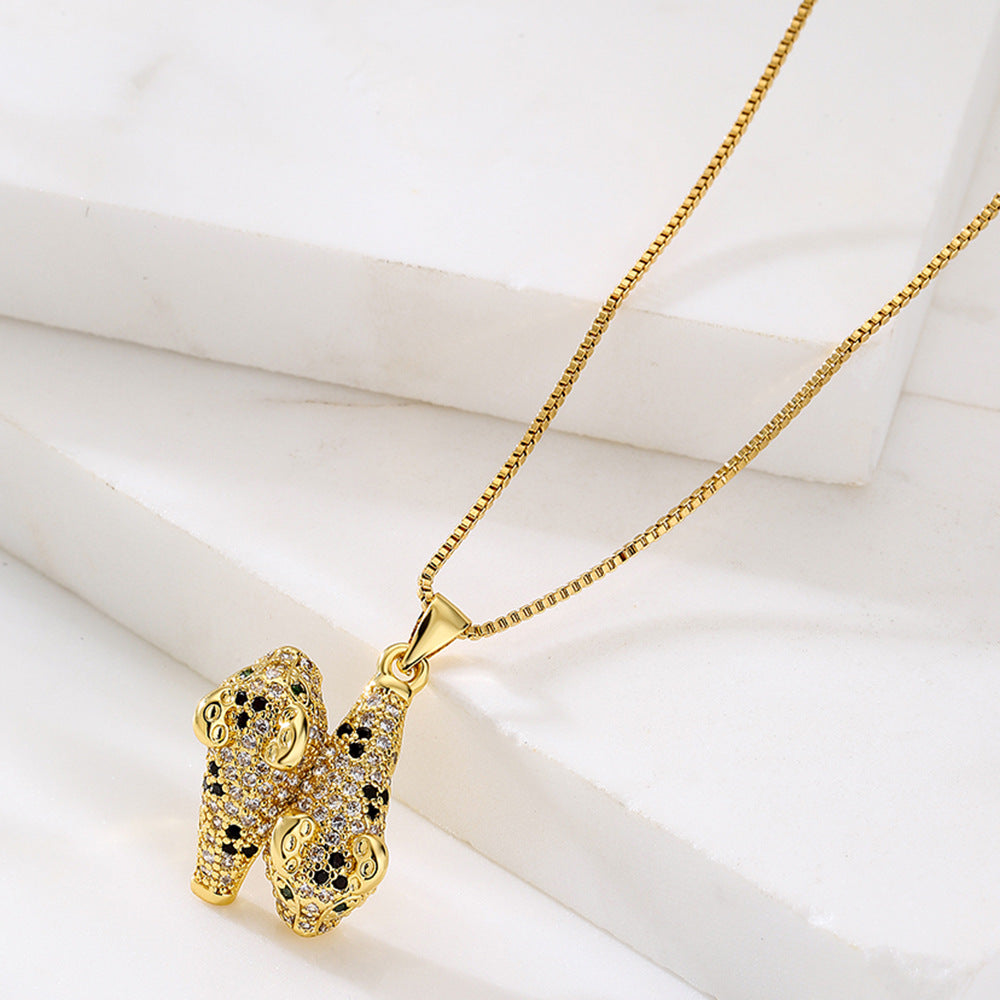 Punk Style Animal Pendant Necklace for Women with Copper Base and 18K Gold Plating, Geometric Design Locket Chain
