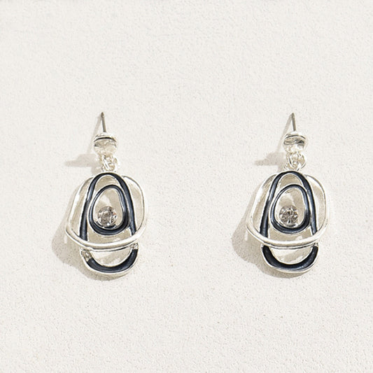 Juego de collar largo y pendientes de estilo retro hip-hop con acabado esmaltado e incrustaciones de pedrería para mujer